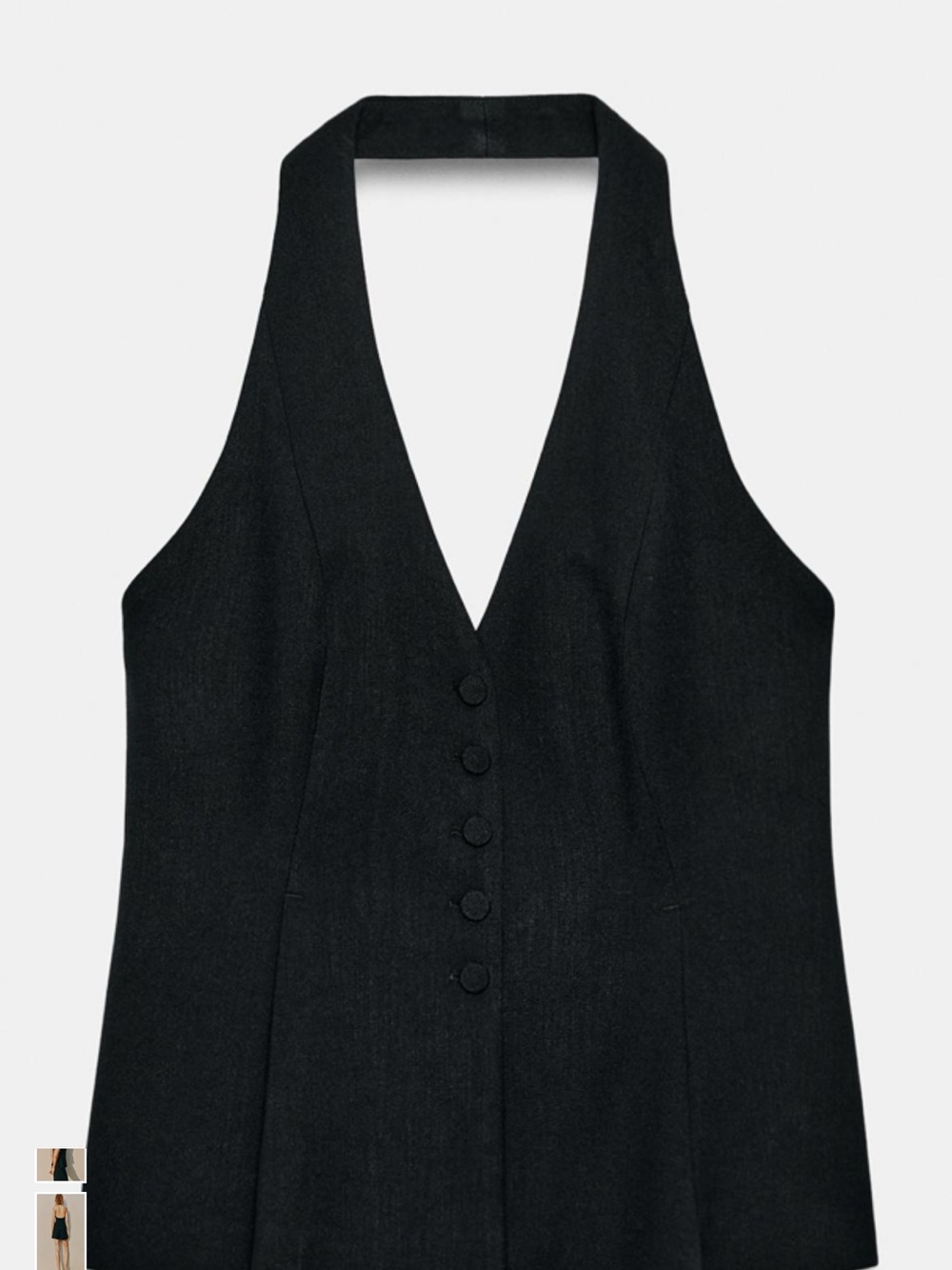 NWT Zara Black Halter V-Neck Buttoned Tunic Top